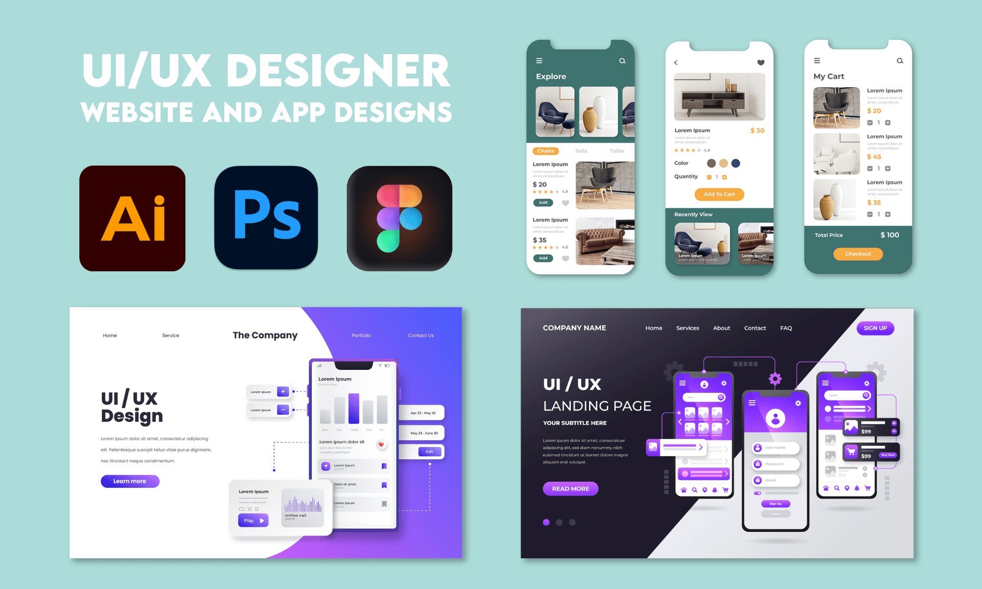 UI/UX website and app design portfolio